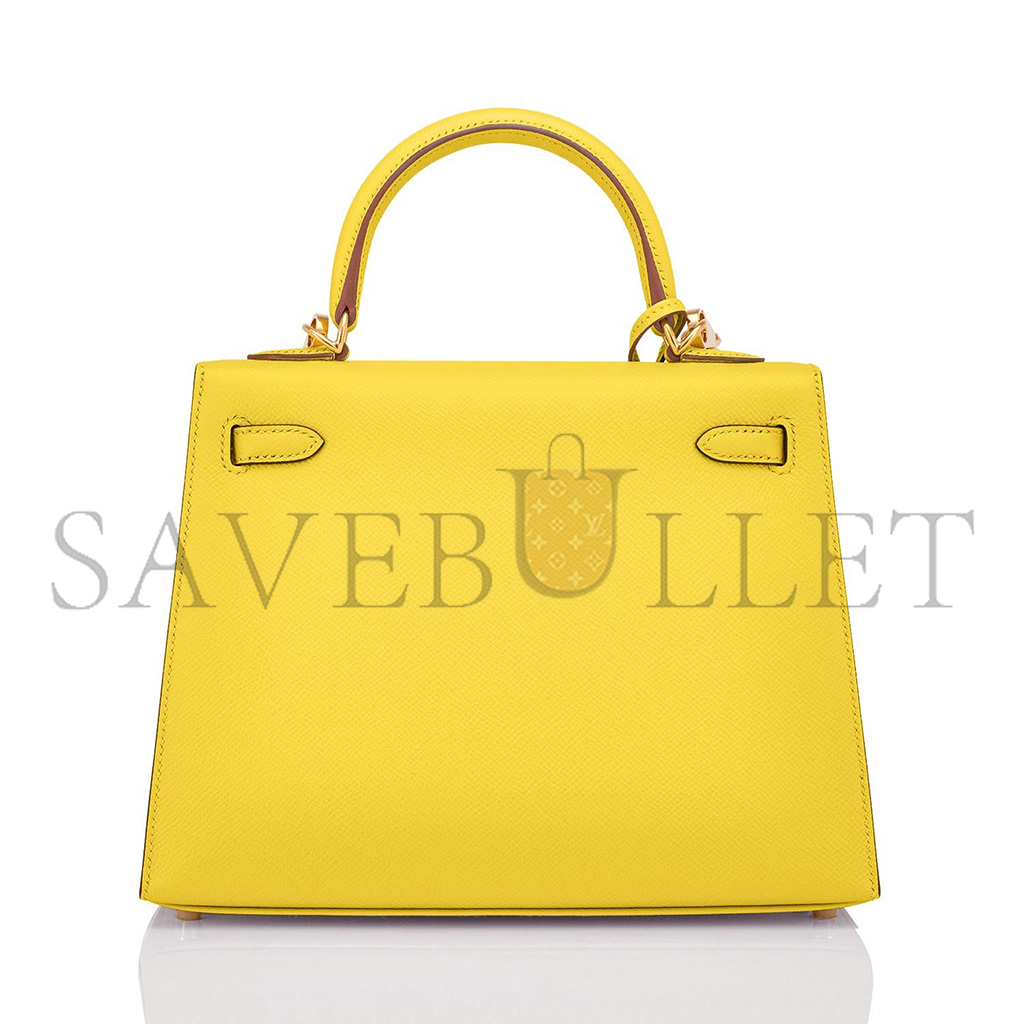 HERMÈS MASTER KELLY 25 LEMON YELLOW EPSOM GOLD HARDWARE (25*17*7cm)